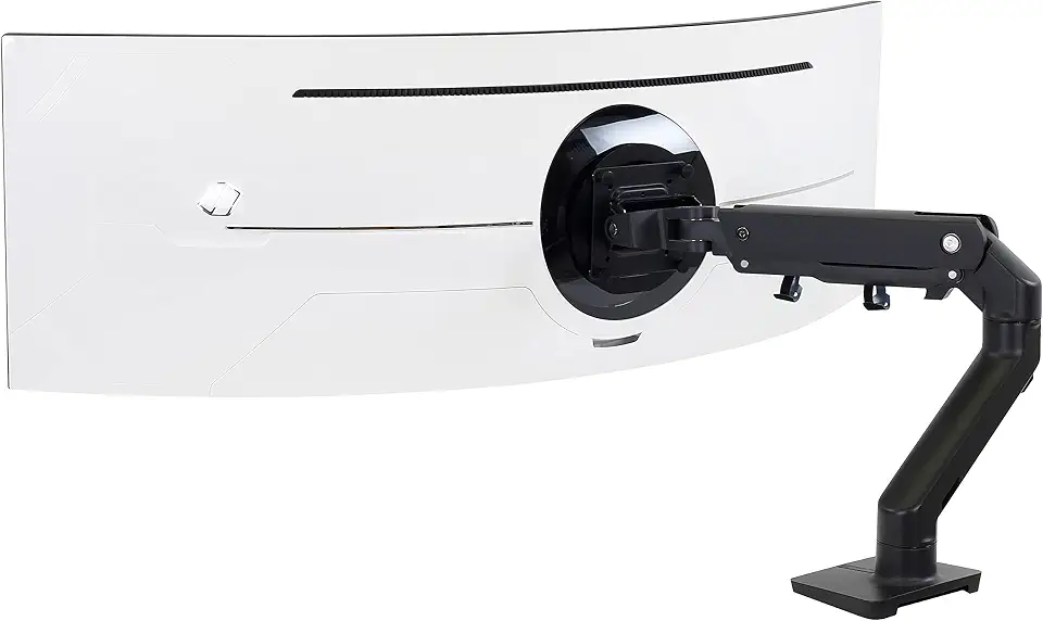 Ergotron HX Single Ultrawide Monitor Arm with HD Pivot, VESA Desk Mount – for 1000R Curved Monitors Up to 49 Inches, 12.7 to 19.1kg – Matte Black
