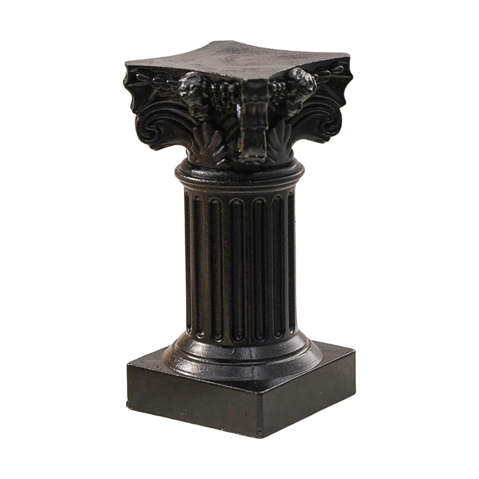Geardeangloow Black Miniature Roman Pillar Statue Pedestal Stand For Wedding Home Decor 3.3X6.8 Cm