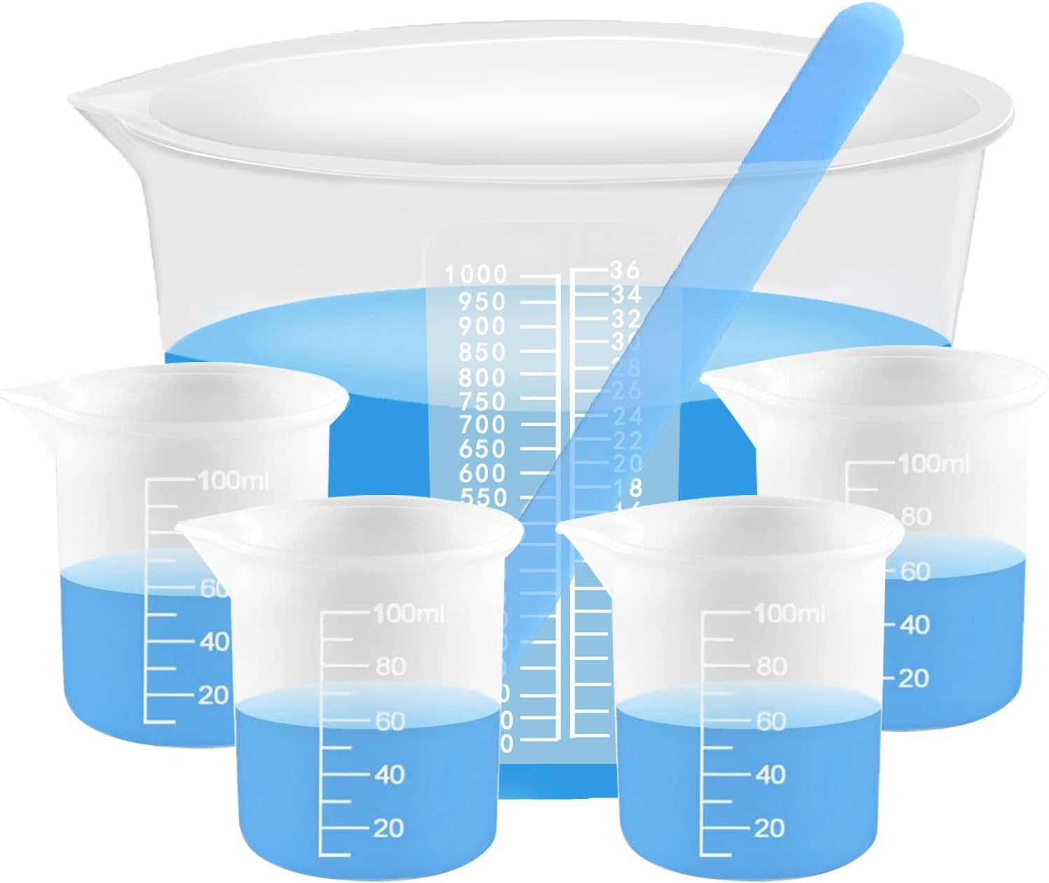 Cucharas medidoras de silicona, 5 unidades, 1000ml y 100ml