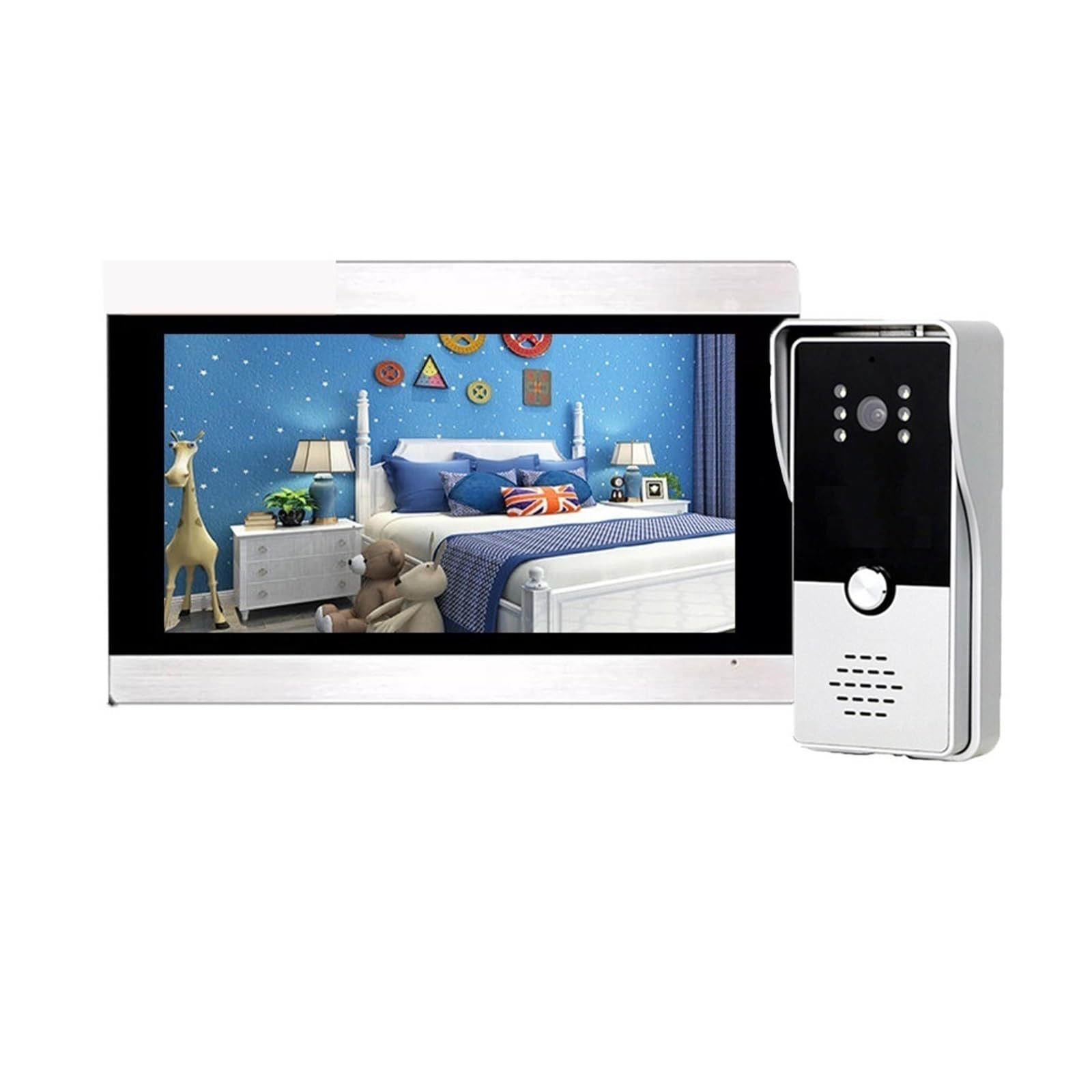 7 Pollici 1080P Wifi Videocitofono Senza Fili Citofono Domestico Di Registrazione Del Movimento Campanello Con Fotocamera Sblocca Conversazione Audio Bidirezionale(Set 1-1v1)