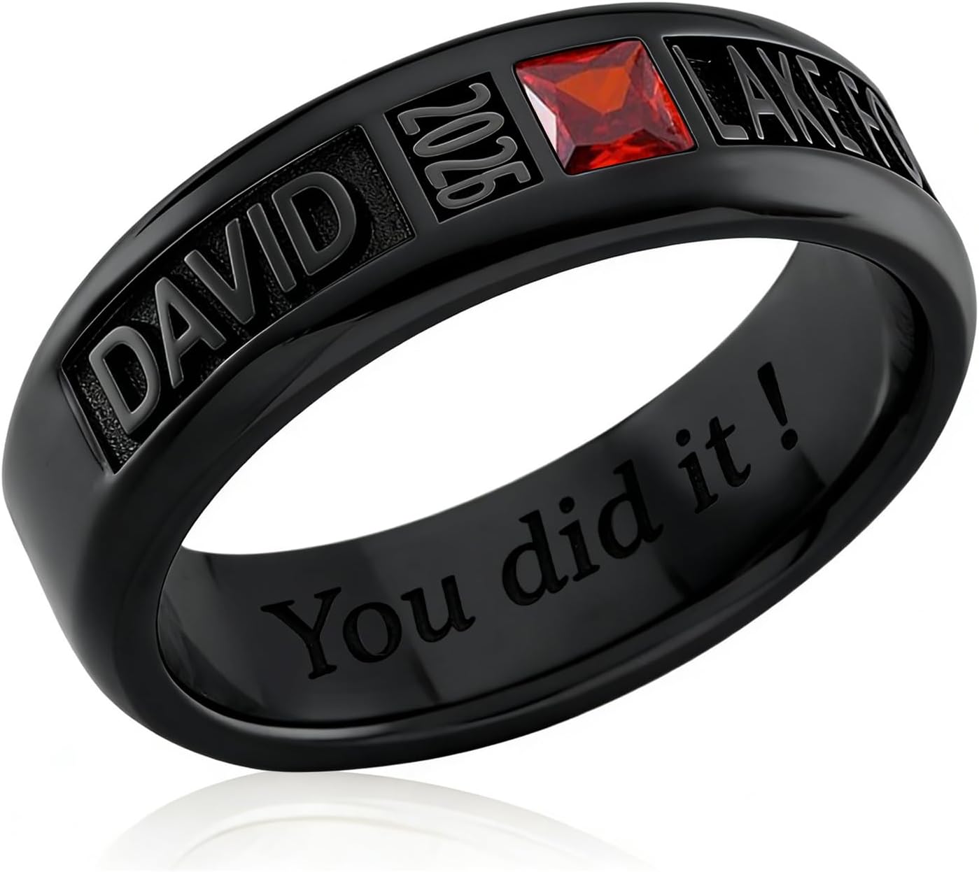 Custom Class Ring for Men 925 Sterling Silver/10k/14k/18k High School Ring College Graduation Rings Graduation Gift for Men Size 4-16 (with Gift Box)