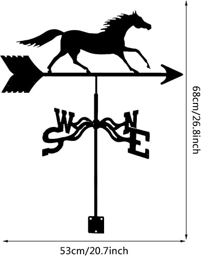 Miniatura 2 de Veleta de lujo con adorno de caballo negro satinado para granja, graneros, patio, césped, boda, jardín, patio, montaje en techo, fácil de usar