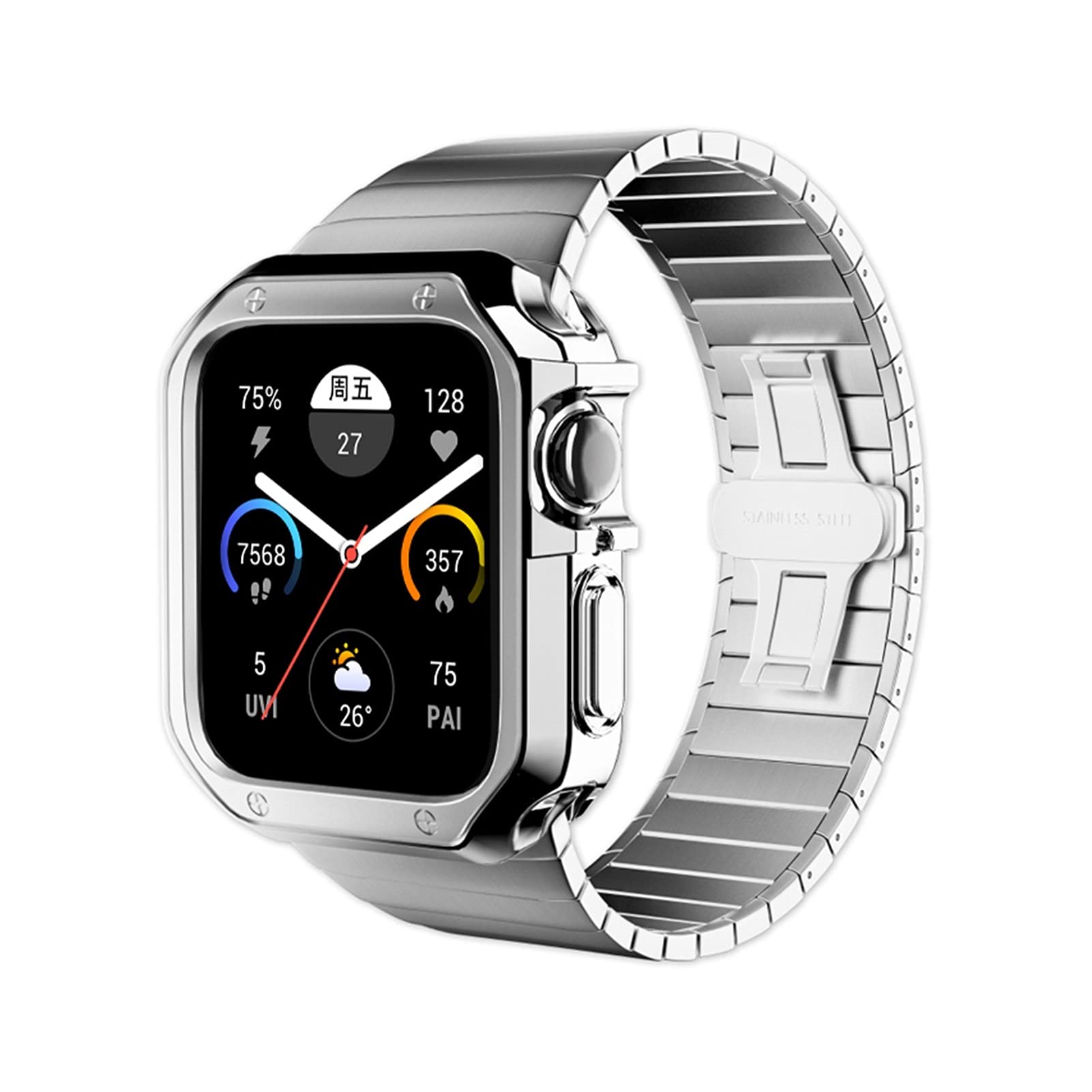Protection silicone Apple Watch anti-choc et bracelet métal élégant 40mm