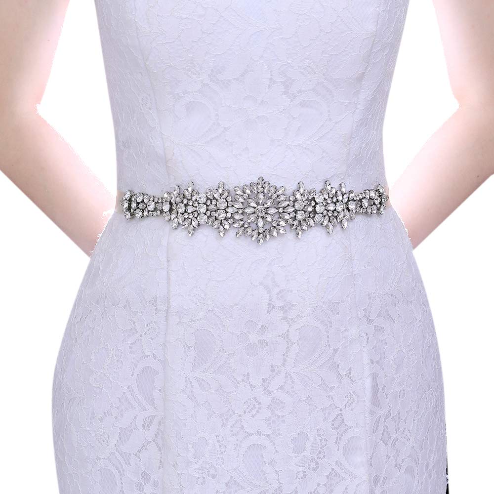 Topqueen Women's Black Crystal Wedding Belt Sash, Rhinestone Bridal Belt Sash, Rhinestone Bridal Sash, Pearls, Wedding Sash, One Size