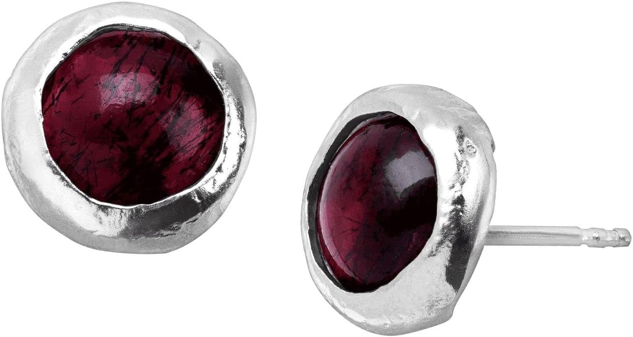 Silpada 'January Celebration Collection' Natural Garnet Stud Earrings in Sterling Silver