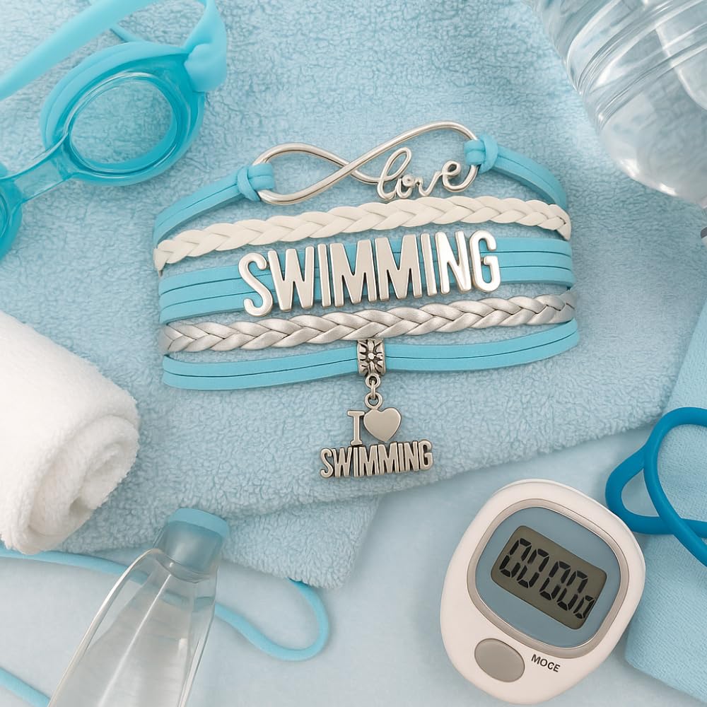 Infinity Collection Swim Bracelet-Swimming Charm Bracelet- Love Swim Jewelry - Gift For Swimmers, Swim Team
