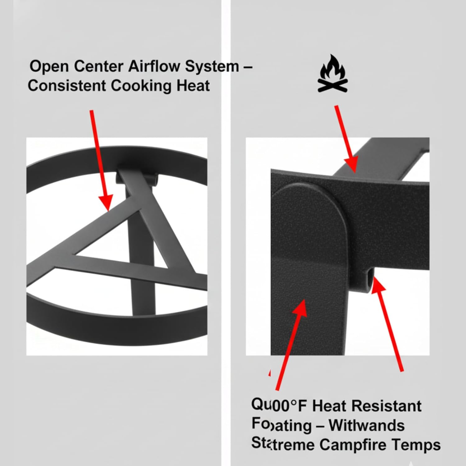 Cooking Tripod for Campfire, 2-Pack 13x10x9.5 Inch Open Fire Cooking Stand, 1500°F Powder Coated Dutch Oven Tripod for Outdoor Camping