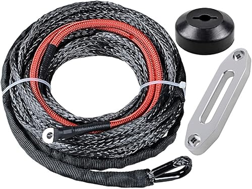 Miniatura 15 de Astra Depot Cuerda de cabrestante sintética de 12 hebras, 50 pies x 1/4 pulgadas, 7000 libras, protección contra el calor, ATV, UTV, KFI SUV, coche