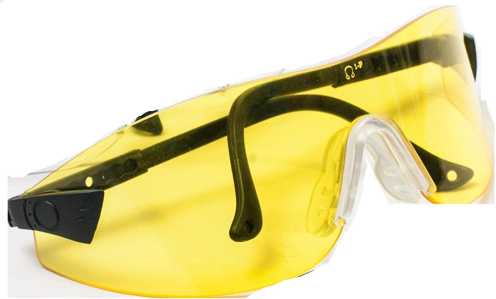 Yellow Lens - Clay/Game shotgun shooting/hunting Safety Glasses, with polycarbonate Impact lens and adjustable arms. EN166-F compliant