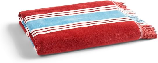 Christy College Beach Towel | 500 GSM | Sand Free | 100% Cotton | Yarn-dyed striped beach towel | Quick Dry Towelling Rear | 100cm x 180cm | Earth Red
