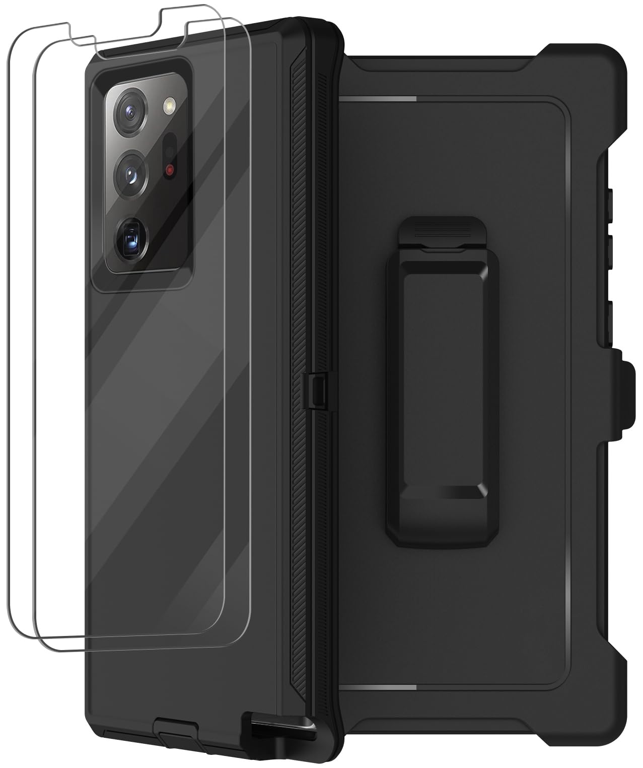 for Galaxy Note 20 Ultra Case with Belt Clip Holster, 2 Screen Protector, Military Grade Full Body Heavy Duty Shockproof Rugged Protective Cover for
