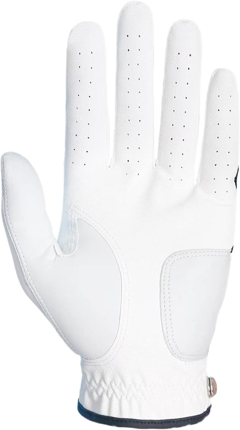 Men's Golf Glove Premium Synthetic Leather, Stable Grip, Six Pack, Four Colors to Choose from White/Sky Blue/Beige/Red, Left for Right-Handed Golfers, Right for Left-Handed Golfers