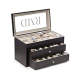Custom Personalized Watch Box Organizer - 36 Slot Luxury Solid Wood Designer Display&comma; Large Watch Slots