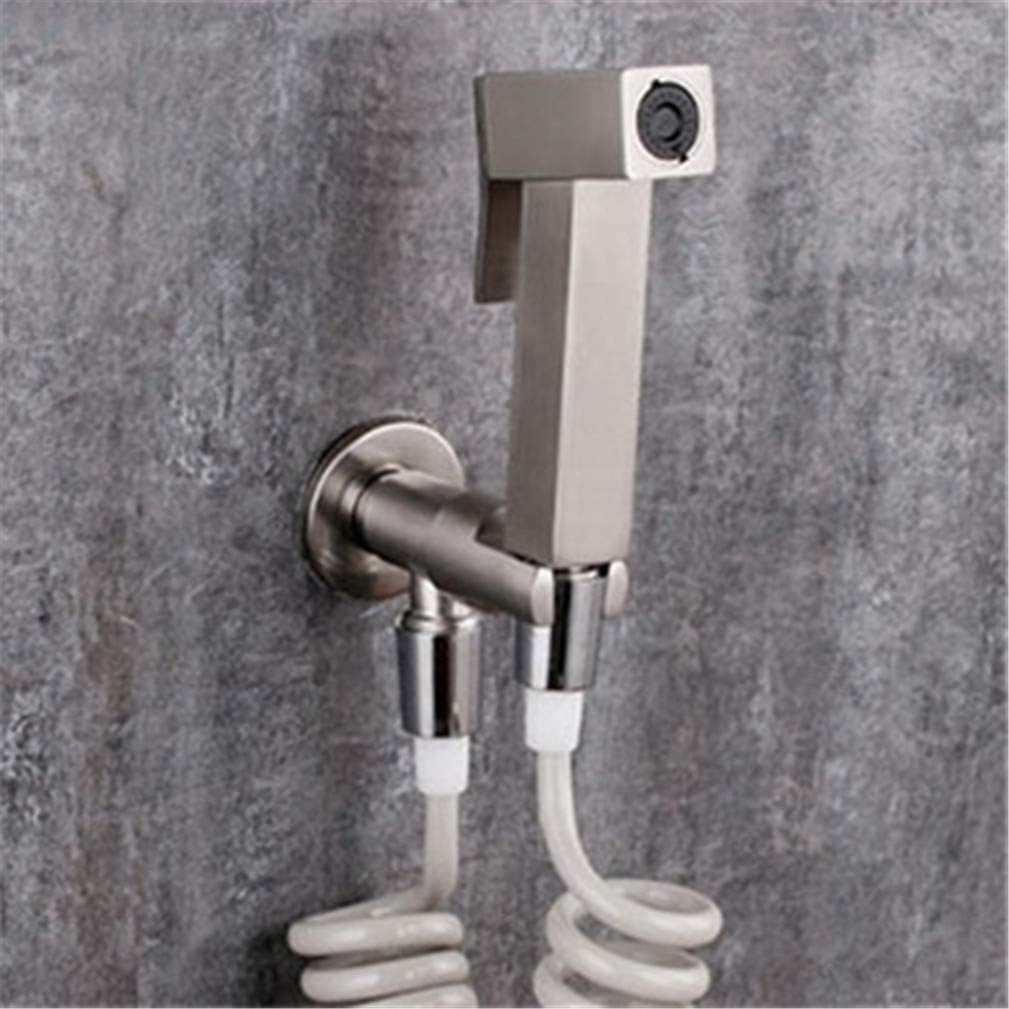 LUNEZY Bidet Faucet Stainless Steel Brushed Cold Water Toilet Corner Valve Handheld Hygienic Shower Head Anal Cleaning Ass Bidet Dusche Shattaf Muslim,Bidet Faucet Set B