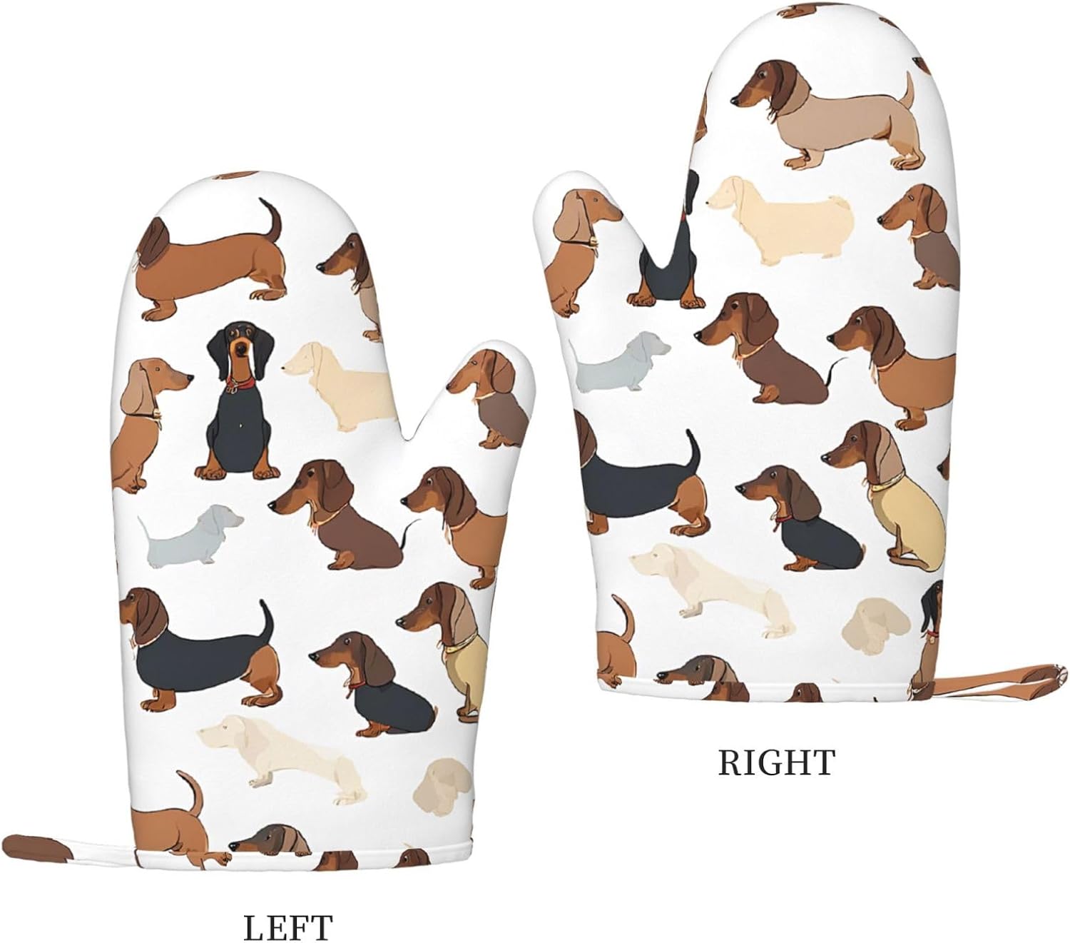 I Love My Dog Dachshunds 4pcs Oven Mitts and Pot Holders Sets for Kitchen, Silicone Oven Gloves Non-Slip Potholders Hot Pads for Baking Cooking