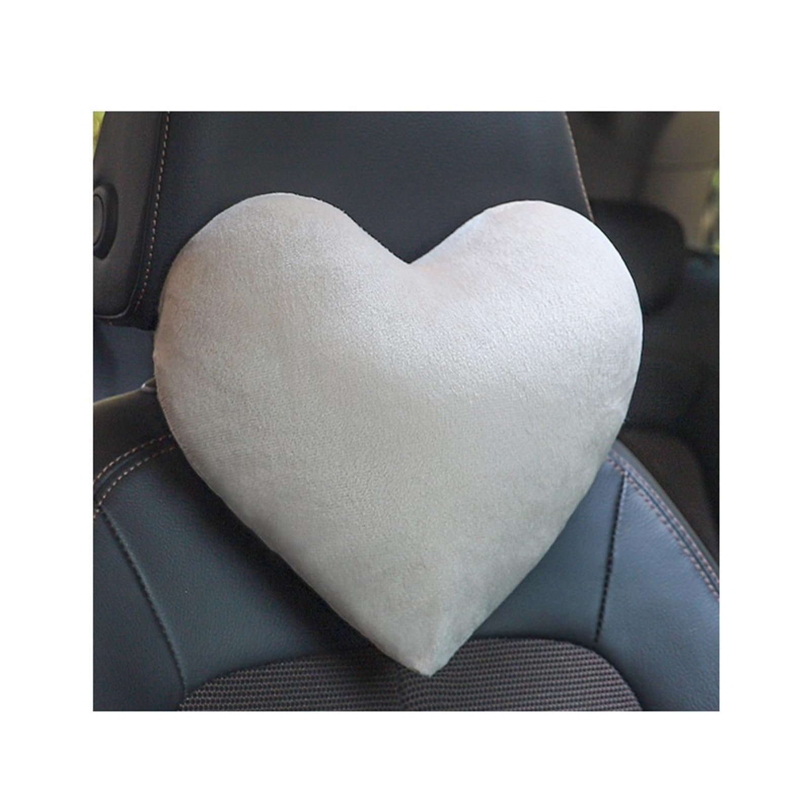 ATUMY Car Seat Pillow Heart-Shaped Car Headrest Pillow Soft Plush Neck Support Cushion for Vehicle Seat Interior Decor Car Headrest(Beige 1pc)
