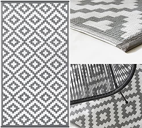 GBS Diamond Effect Lightweight Rugs - Indoor/Outdoor Plastic Weatherproof Reversible Floor Mat, Garden BBQ Patio Beach Mat - Large UV Resistant Portable Durable Rug (180 x 120 cm) (Blue)