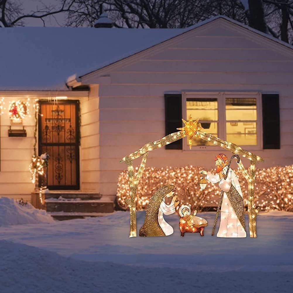 AGKRUNN Christmas Decoration Nativity Scene with Lights,Easter Decorations Lighted Decor Outdoor with Lights String,Garden Home Decoration : Patio, Lawn & Garden