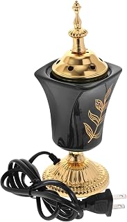 VOSAREA Electric Incense Burner Arabian Style Electric Incense Burner Tabletop Decorative Censer Middle Eastern Incense Holder for Yoga Spa Home Office Decor (Black)