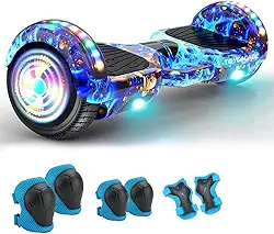 Hoverboard Elétrico - 4400 mAh Skate Elétrico, 6.5 " Roda , Autobalanceamento Inteligente, Bluetooth, LED, 15km/h, 120kg Carga Máxima - Ideal para Crianças e Adultos - Uso em Casa, Parque (Cauda de Fênix Azul)