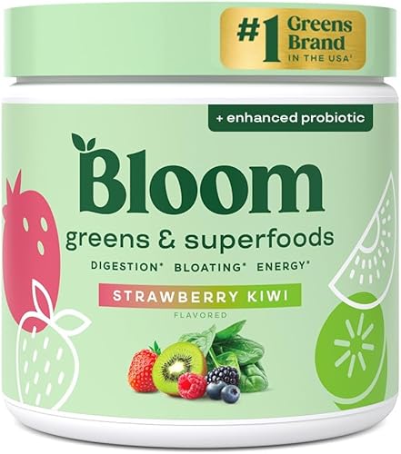 Bloom Nutrition - Greens and Superfoods en polvo, alimentos verdes en polvo, enzimas digestivas, probióticos, espirulina, clorela para la hinchazón