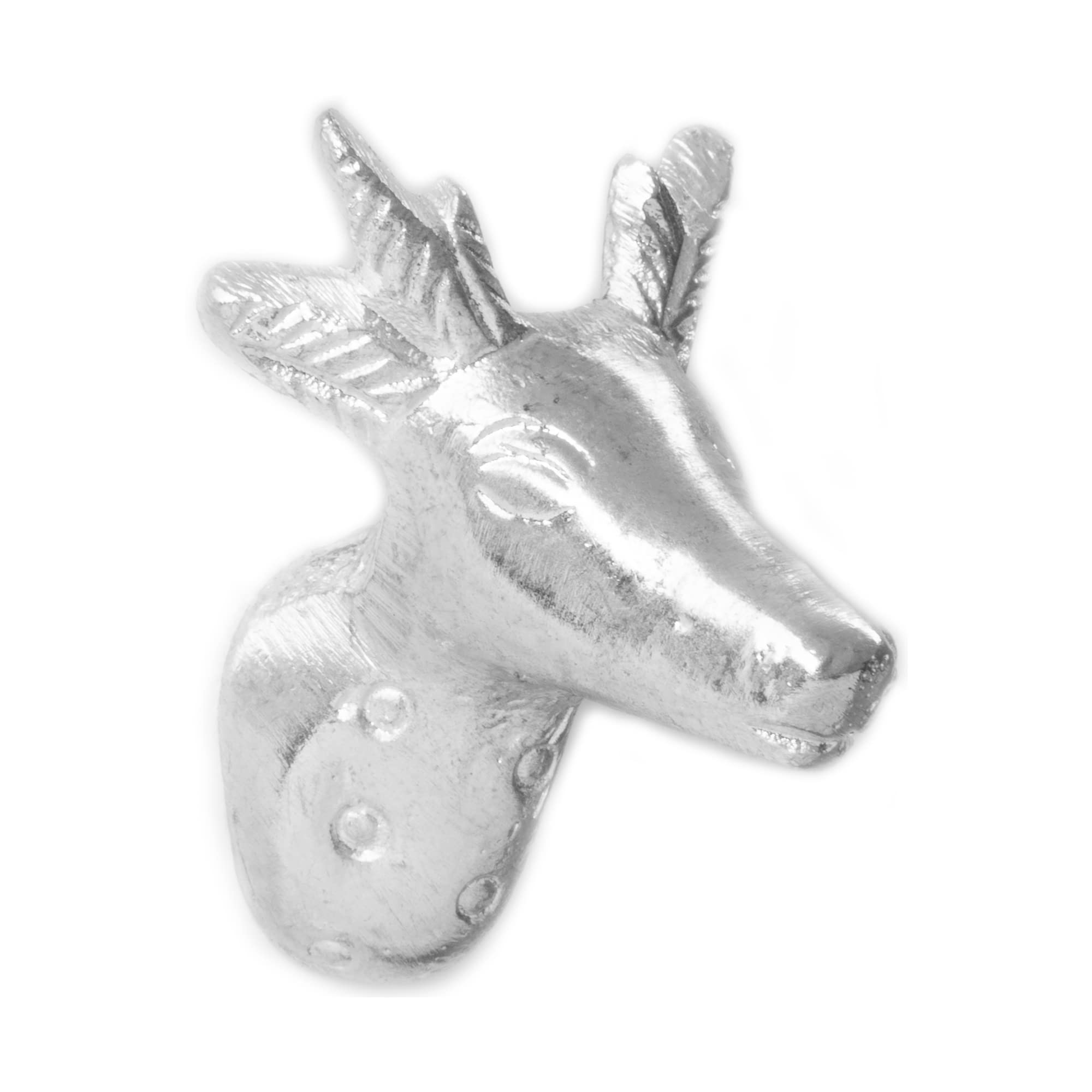ETHNICITI Stag Head Silver Metal Vintage Knob Pull Handle Drawer Cupboard Cabinet Silver Stag Head Metal Knob