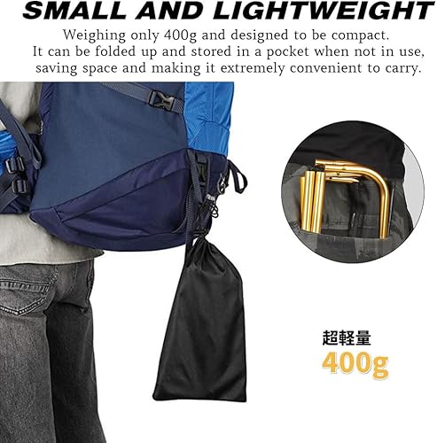 Miniatura 5 de Mini taburete plegable para campamento, taburete ligero portátil para exteriores, para senderismo, playa, pesca, concierto, jardín, aluminio 7075 de