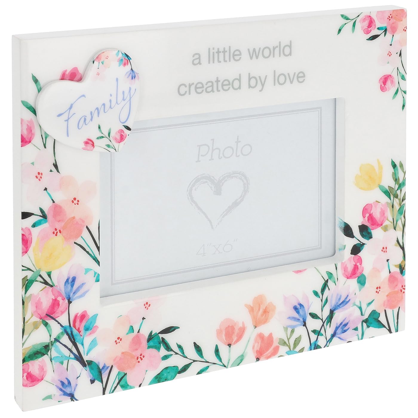 Shudehill Giftware Family Floral Words Photo Frame 4X6 Sentimental Picture Frame For Mum, Nan, Friends And More! (Family)