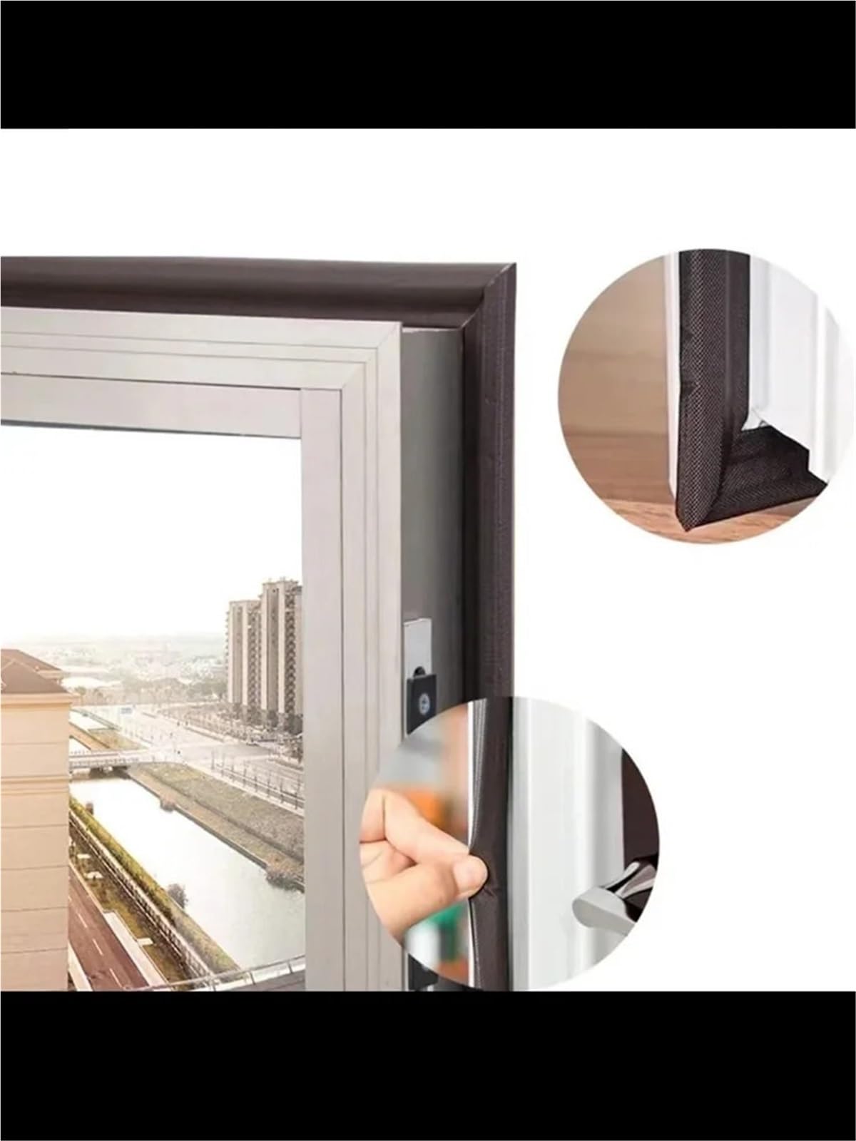 Tiras de sellado puertas y ventanas abatibles autoadhesivas, cinta espuma portátil, acústica, impermeable, a prueba polvo, burlete, 10/20M para Apartamentos, Casas(Black,20M)