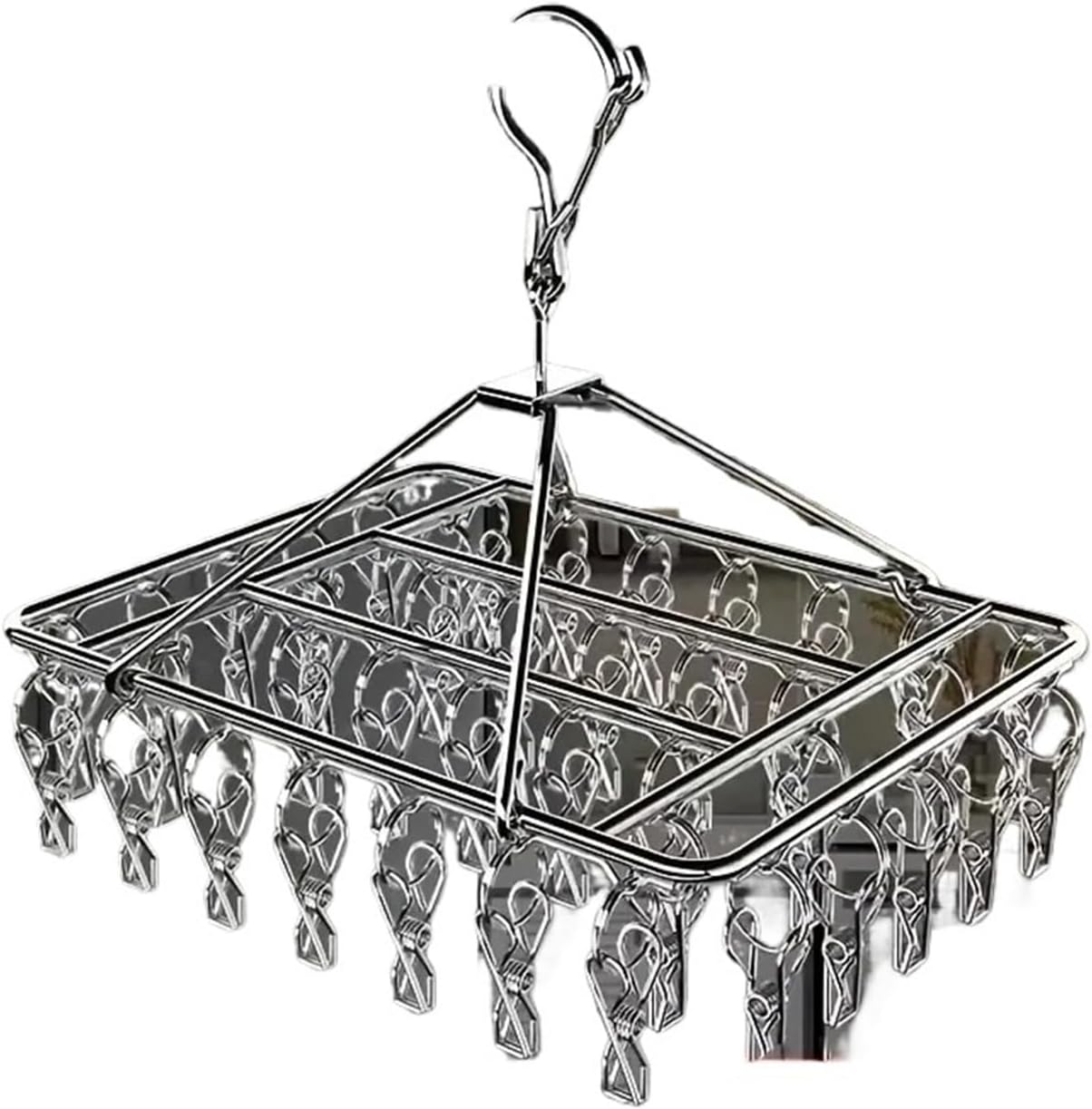 Laundry Hanger Clothes Rack with 40 Anti-Wind Rotary Utility Hooks Windproof Drying Stand for Indoor/Outdoor Use