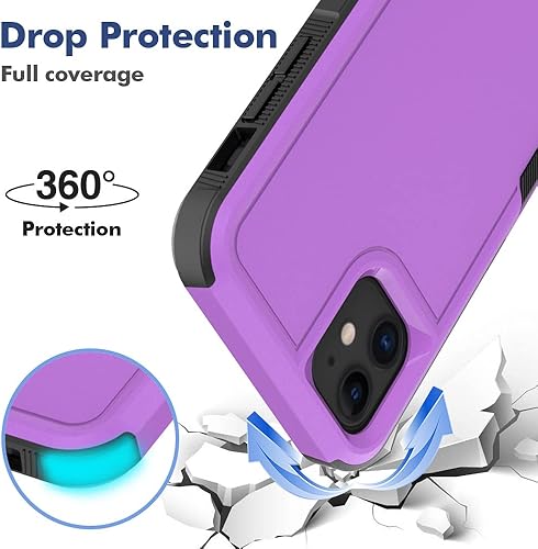 Miniatura 6 de Jeylly Funda para iPhone 11, iPhone 11 con protector de pantalla de vidrio templado 2 unidades de doble capa anti caídas antideslizante, resistente,