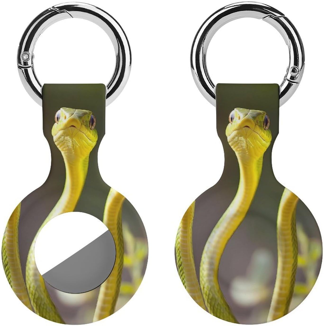 Three Green Snakes Funny Cover Compatible with AirTag Case Protector GPS Tracker Holder with Keychain