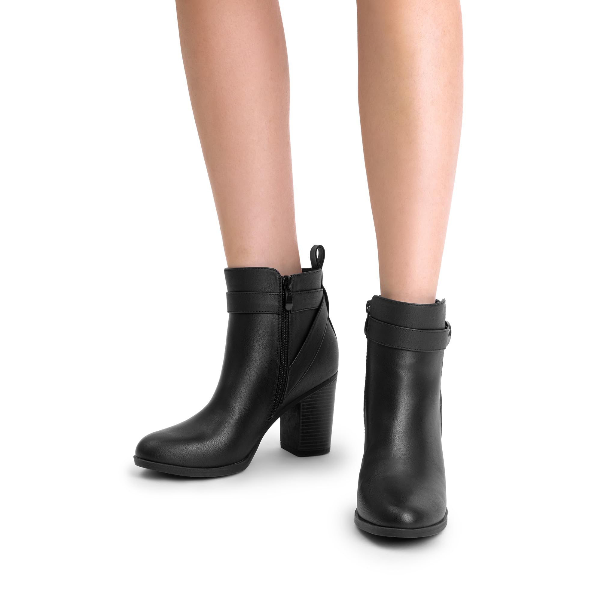 DREAM PAIRS Botines de Tacón Alto Grueso para Mujer, Punta Redonda, Botines Cortos de Otoño