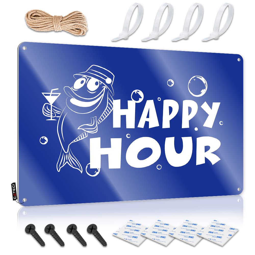 Happy Hour Fish Royal Hanging Home Hanging | Handmade Matal Sign Must Haves Vintage Metal Wall Decor(30X40CM)
