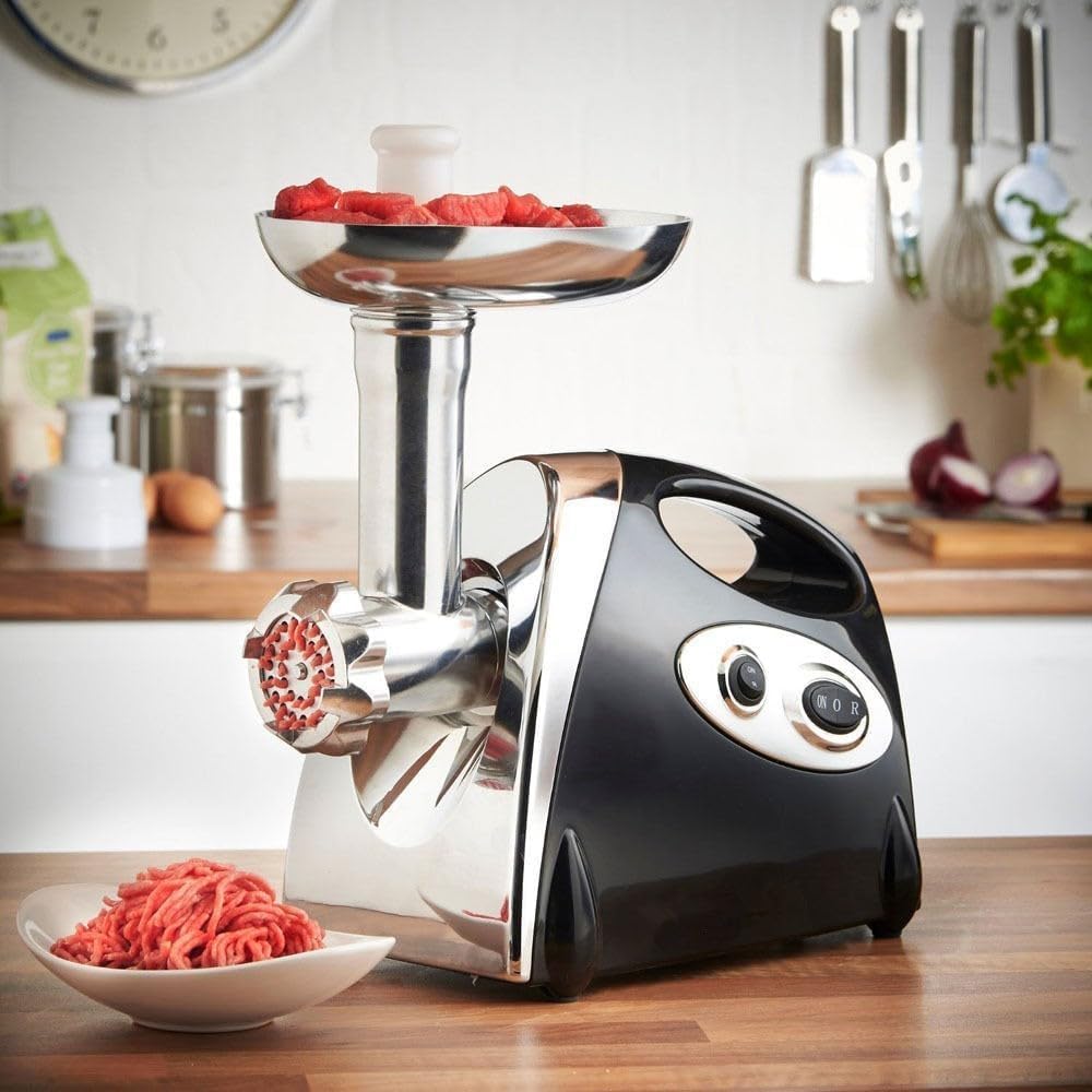 ELEOPTION Electric Meat Grinder Sausage Stuffer Maker Meat Grinders Electric Food Processor, Home Food Mincer Meat Grind Steel with 3 Grinding Plates