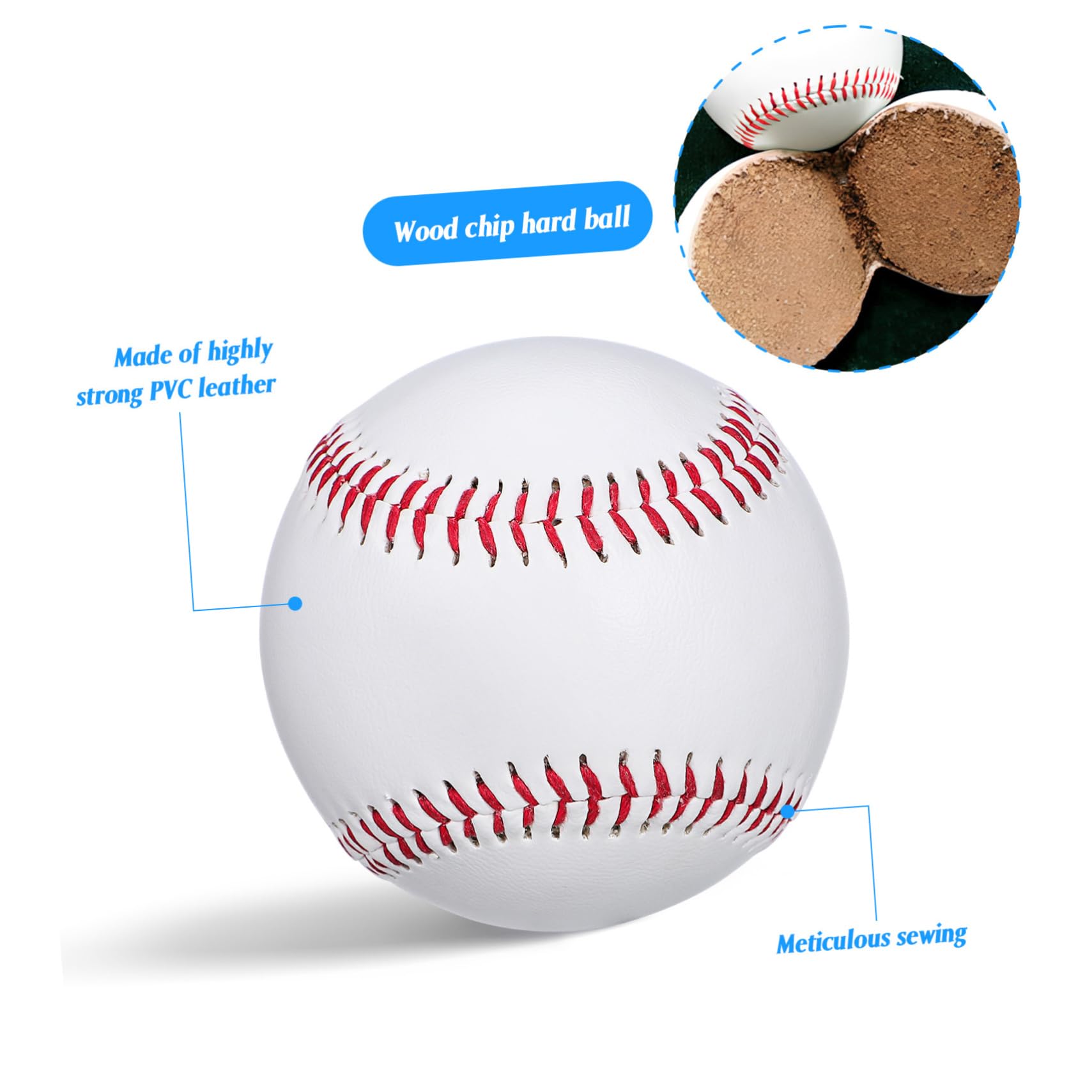 Toyvian Balones de Béisbol de Práctica 12 Piezas PVC Blanco