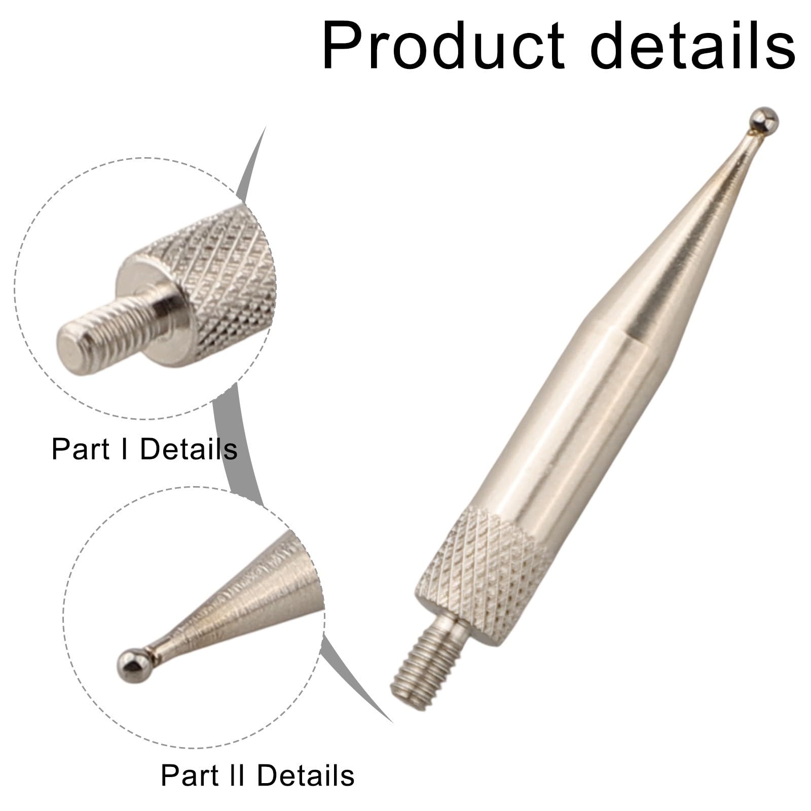 Punto di contatto a sfera in carburo per indicatore, gambo filettato M2.5, 30 mm, punta resistente all'usura per indicatori e indicatori digitali
