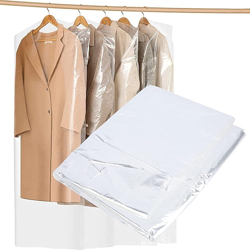 Miniatura 10 de Hapivida 50 bolsas desechables transparentes para ropa bolsas de limpieza en seco bolsas de traje bolsas colgantes para limpieza en seco