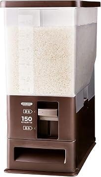 Rice Dispenser Container Cereal Bean Storage Bin Kitchen Organizer Flour Storage Sealed Box With Each Dispensing 150gram1 CUPS-12kgs 26.5 lb Capacity-Coffee Black