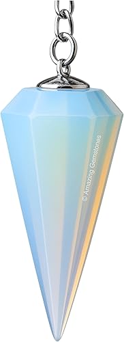 Increíble péndulo de cristal de piedras preciosas para la adivinación Collar de péndulo con cadena de chakras y bola de cristal para curación Reiki