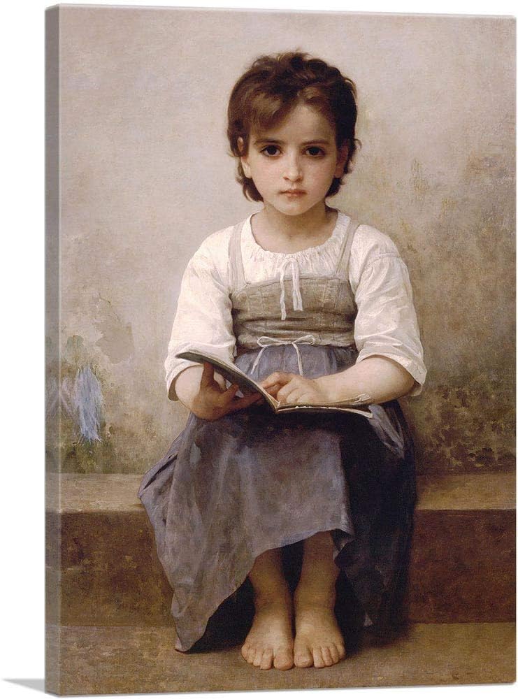 ARTCANVAS The Difficult Lesson 1884 Canvas Art Print by William-Adolphe Bouguereau - 18" x 12" (1.50" Deep)