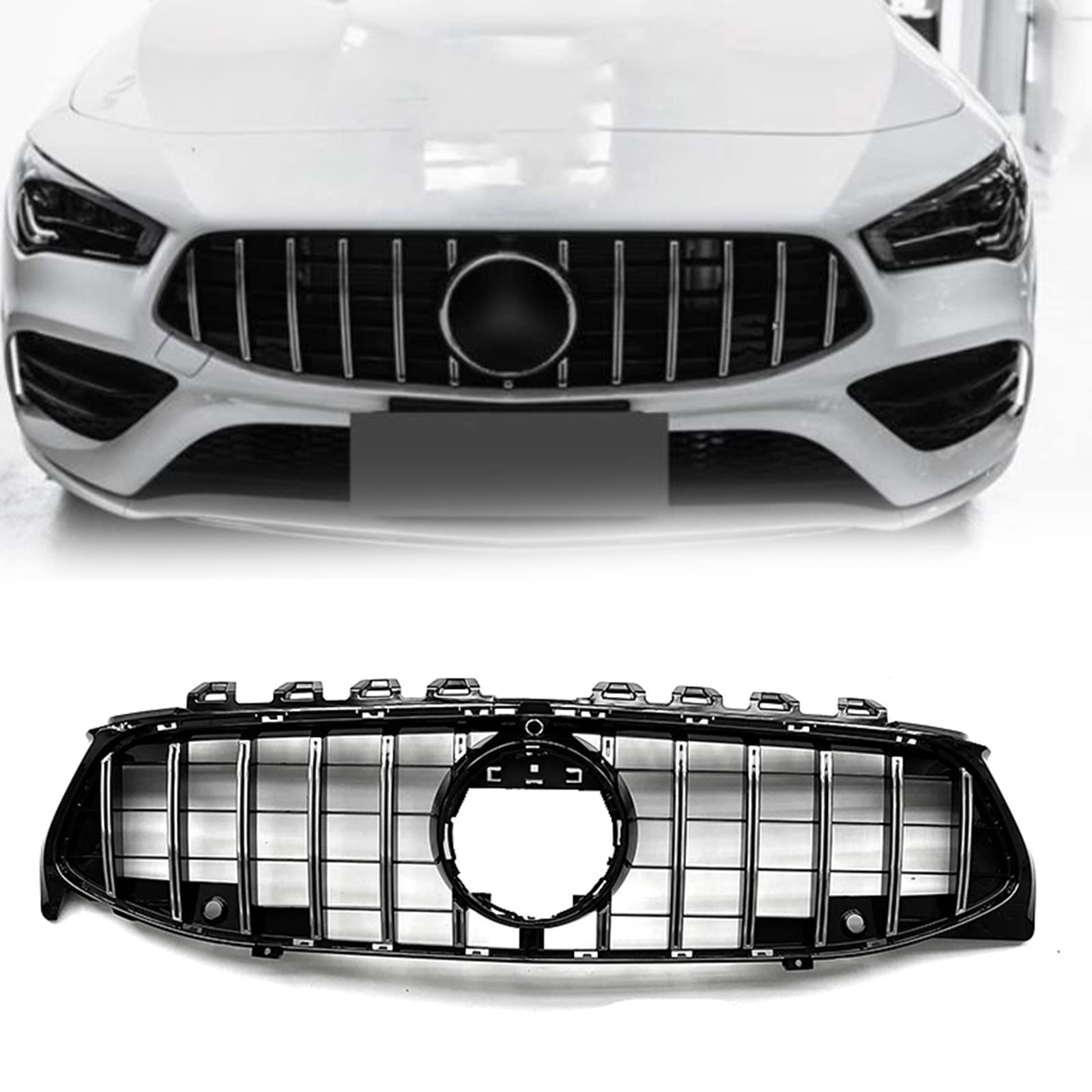 Grille Avant GT Benz W118 CLA Protection Capot Supérieur Argent Maille