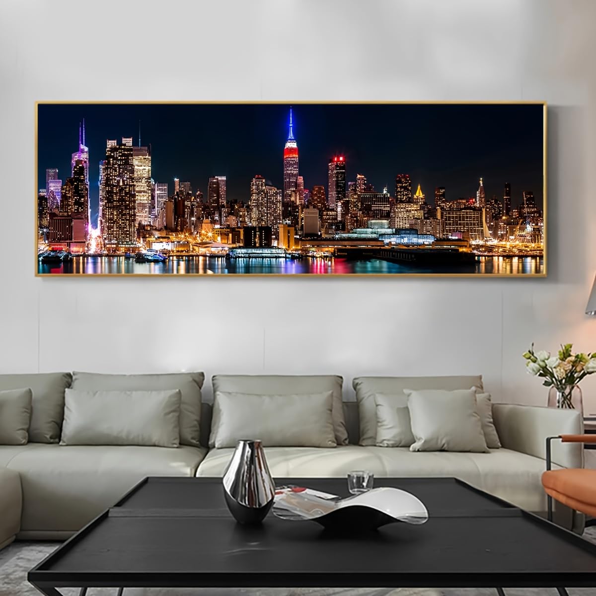 Egjepwfh No Frame Brooklyn Bridge & Manhattan Skyline Canvas Art - Modern Wall Decor Canvas Art Painting Poster(30X90cm/No Frame)