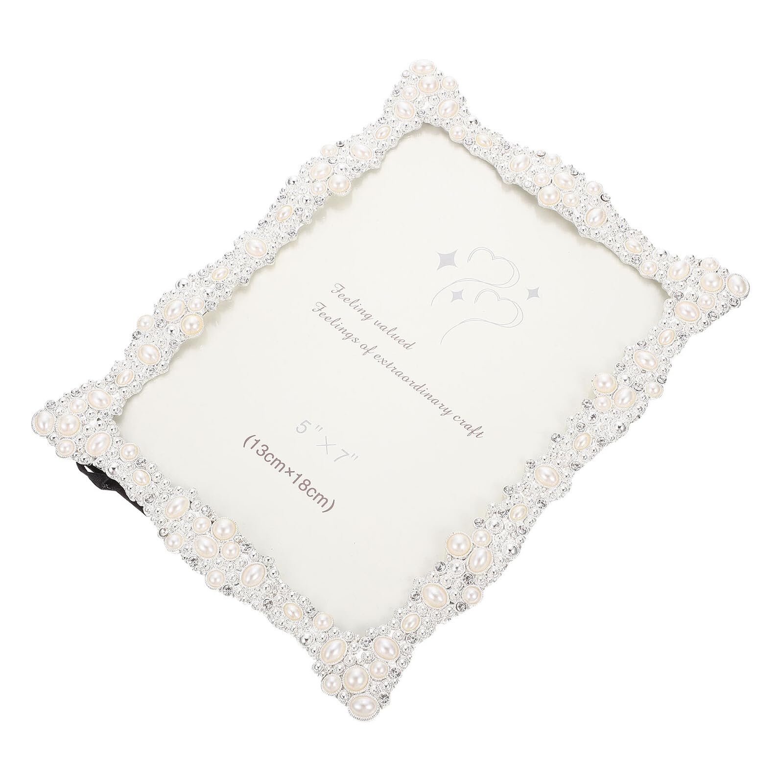 BESPORTBLE Marco de Fotos Hogar 8X6 Pulgadas Cristales Decorativos y Perlas, Soporte de Mesa para Recuerdos y Fotos Familiares