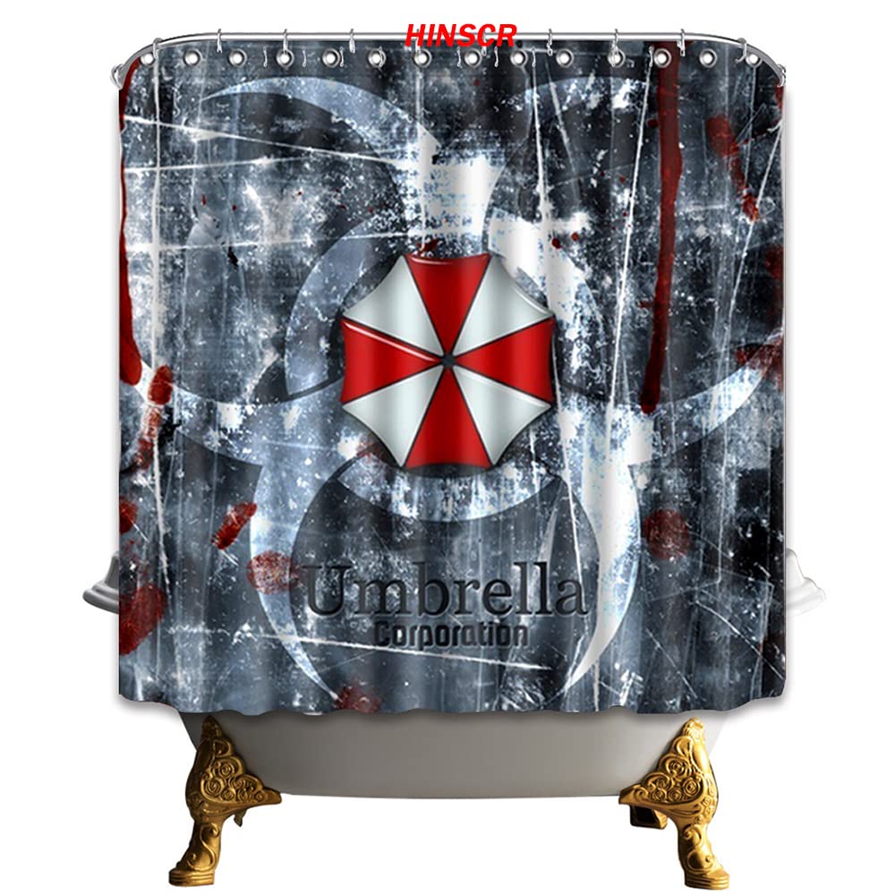 HINSCR Umbrella Corporation Shower Curtain with Hooks Polyester Waterproof Bathing Curtain Set (59in*70.8in)