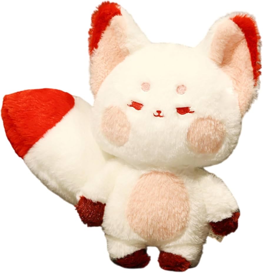 Amazon｜大尻尾狐 キツネ ぬいぐるみ 狐仙人 縫い包み 白赤 女の子