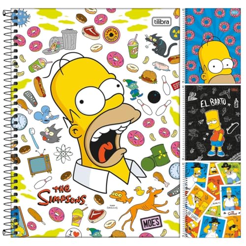 Kit C/ 4 Caderno Simpsons TILIBRA Universitário ESPIRAL - 1 Matéria 80 Folhas