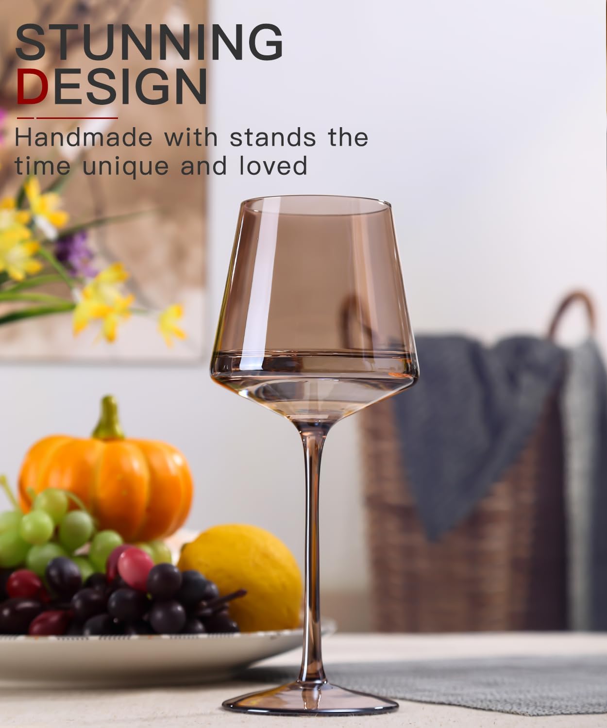 Hand Blown Colored Wine Glasses Set of 6-18oz Multi Colored Square Wine Glasses with Tall Long Stems and Flat Bottom,Crystal Colorful Wine Glass-Wedding,Birthday Gifts Gifts - Image 2