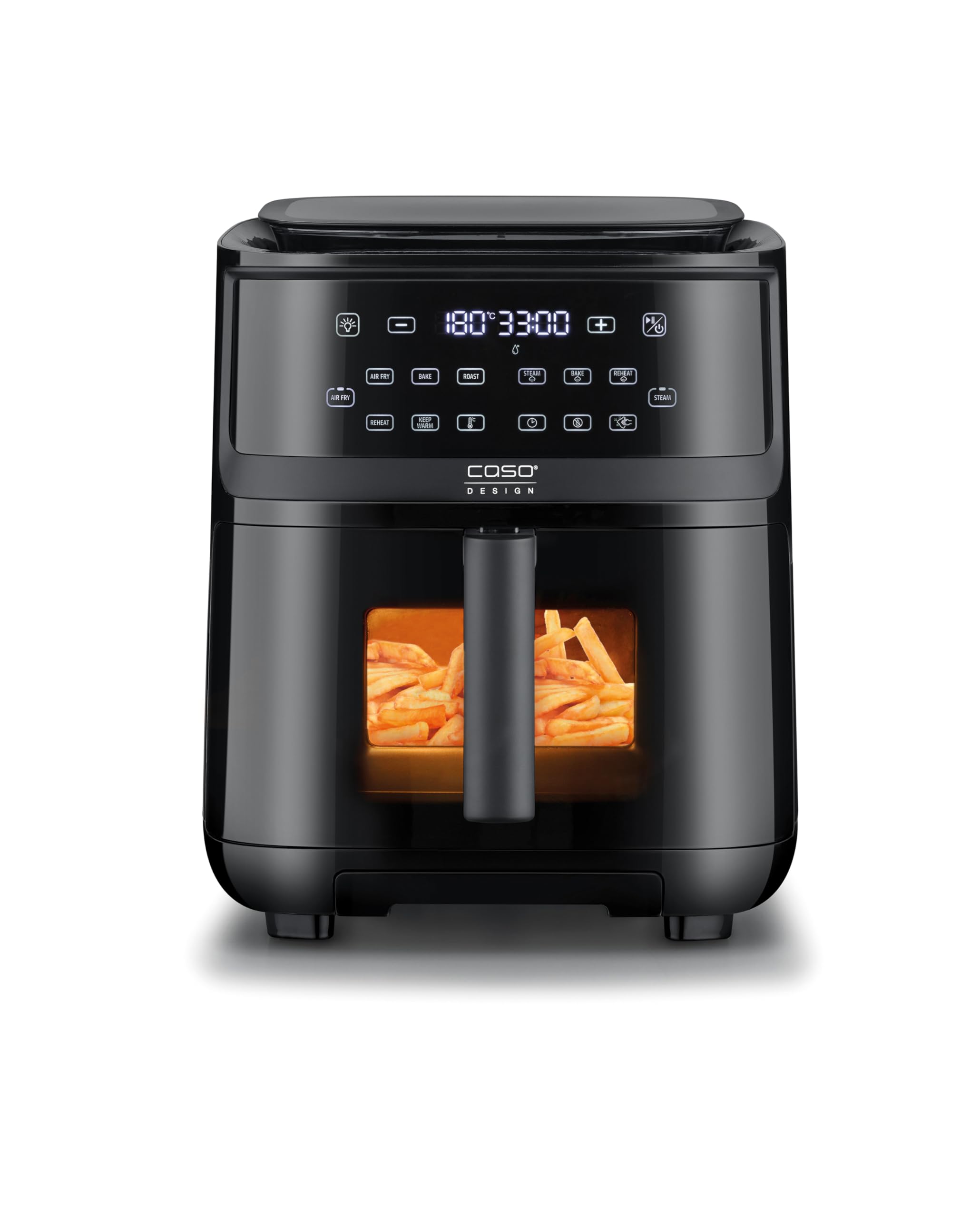 CASO AirFry & Steam 700 – Friggitrice ad aria calda e piroscafo – Il cibo diventa croccante all'esterno e succoso all'interno, extra grande volume del cestello 7 litri, piroscafo e aria fryer,