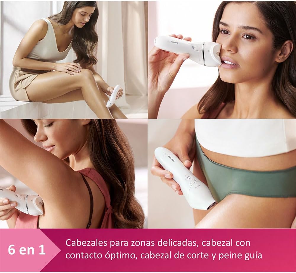Collage of Philips epilator use on various body parts